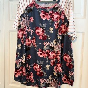 Floral and Striped Women's Top